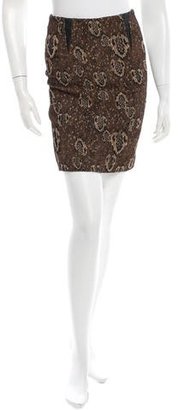 Yigal Azrouel Leather-Trimmed Patterned Skirt