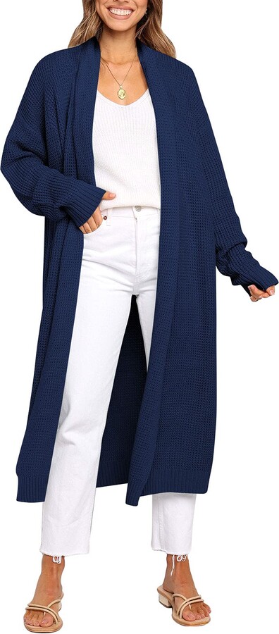L M Women Maxi Soft Cardigan Long Sleeve Solid Open Front Sweater S XL