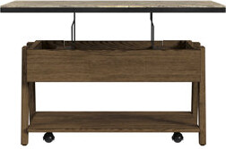 Williston Forge Hurtha Rustic Oak Wood And Metal Lift-Top Cocktail Table