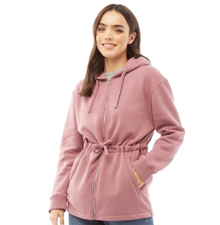 longline zip up hoodie womens