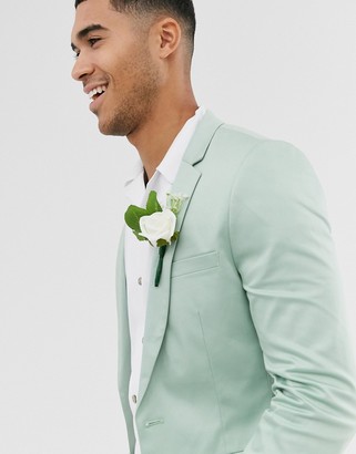 ASOS Design DESIGN wedding super skinny cotton blazer in mint green