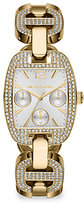 Thumbnail for your product : Michael Kors Emma Goldtone Stainless Steel & Pave Crystal Rectangular Chronograph Bracelet Watch