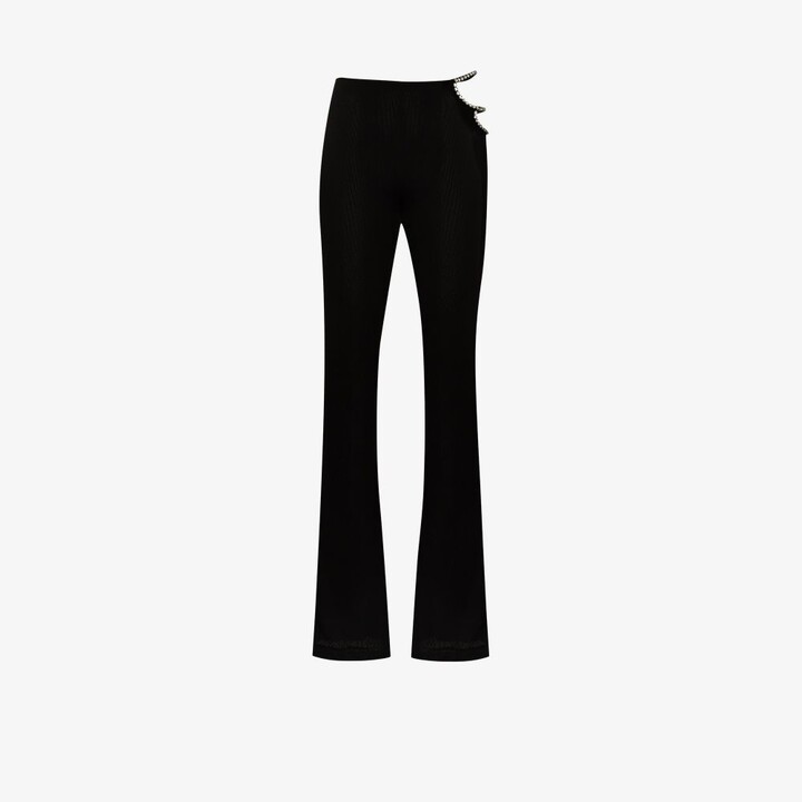Area Crystal Cutout Flared Trousers - Women's -  Elastane/Viscose/Nylon/Spandex/Elastane - ShopStyle Wide-Leg Pants