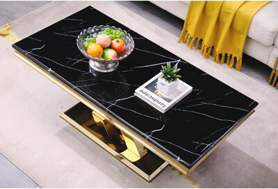 Mercer41 Jovita Black and Gold Coffee Table for Living Room