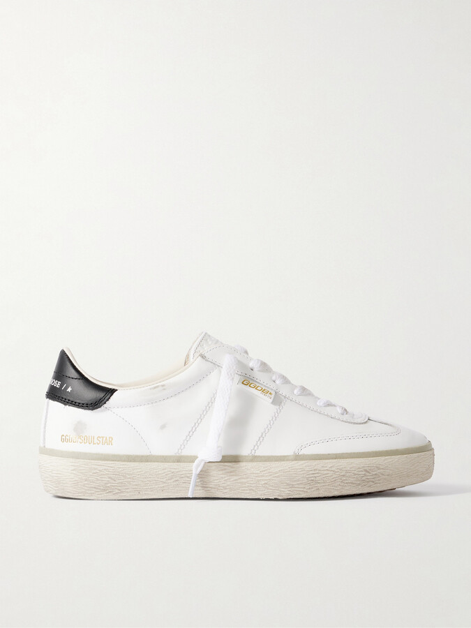 Golden Goose Soul-star Distressed Leather Sneakers - White