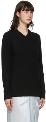 Helmut Lang Black Wool Cut-Out V-Neck Sweater