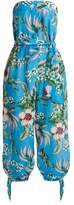 Thumbnail for your product : Diane von Furstenberg Floral-print Strapless Cotton-blend Jumpsuit - Womens - Blue Print
