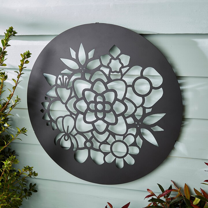 Dunelm Indoor Outdoor Metal Flower Wall Art 45cm Black ShopStyle Decor