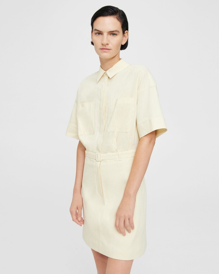 Theory Belted Shirt Dress in Good Linen ShopStyle