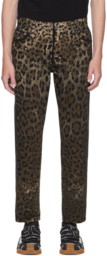 Dolce & Gabbana Black & Brown Leopard Jeans - ShopStyle
