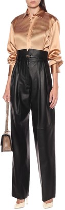 Fendi High-rise leather straight pants