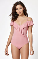 Thumbnail for your product : La Hearts Ribbed Ruffle Bodysuit