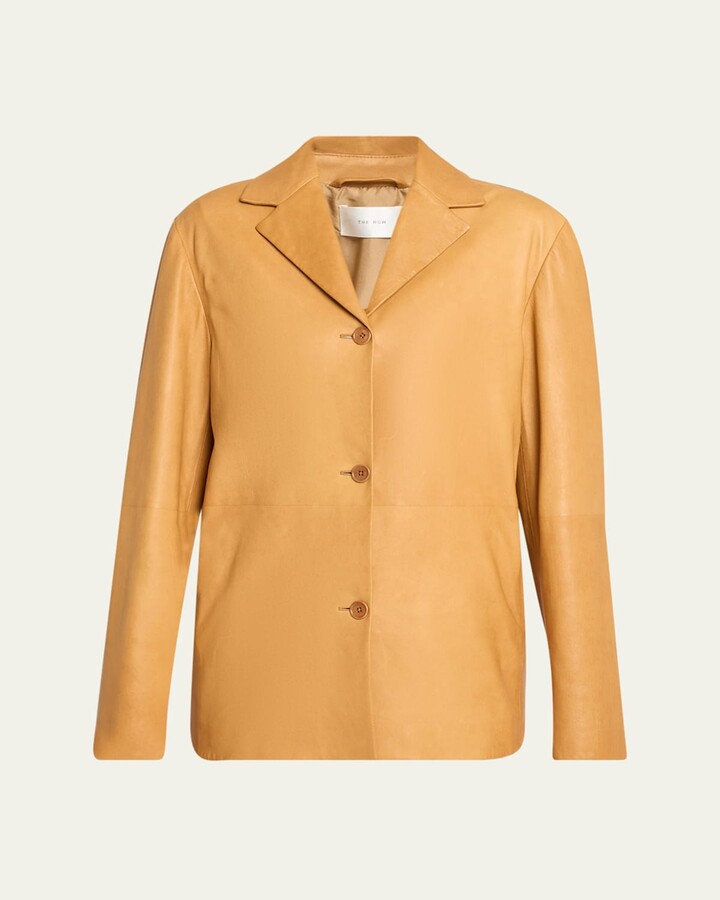 The Row Fabian Single-Breasted Leather Jacket
