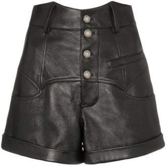 Saint Laurent high-waisted leather rock-and-roll shorts