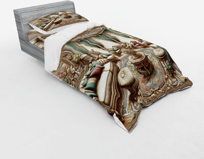 Ambesonne Classic Bedding Set & Ecru Seafoam and Cocoa