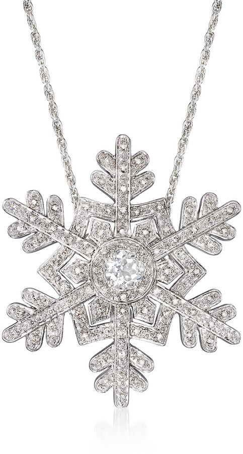 Silvercartvila 0.35 Ct D/VVS1 Diamonds Snowflake Flower Pendant 18 Chain In 14K White Gold Plated Silver 