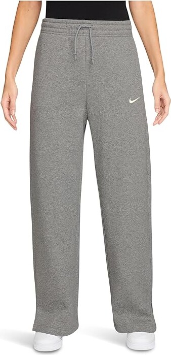 Nike Sportswear Phoenix Fleece High-Waisted Wide-Leg Pants Women's Casual Pants Dark Grey Heather/Sail : SM (US 4-6) Cotton/Polyester