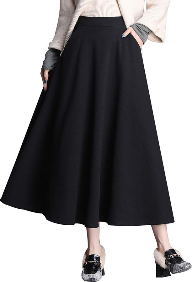 flared wool skirt uk
