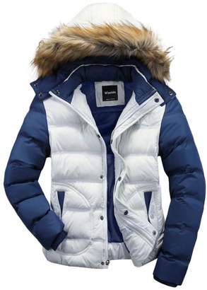 Wantdo Men's Winter Puffer Coat Casual Fur Hooded Warm Outwear Jacket