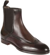 Thumbnail for your product : Santoni Brown Brogues Chelsea Ankle Boots