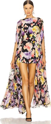 LA FUORI Coralia Gathered Cape Dress