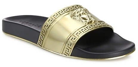 Versace Medusa Metallic Pool Slides - ShopStyle Sandals
