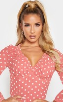 Thumbnail for your product : 4fashion Pink Polka Dot Milkmaid Frill Cup Bodysuit