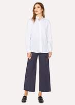 Thumbnail for your product : Women's Navy Wool-Blend Wide Leg Trousers With Contrast Waistband