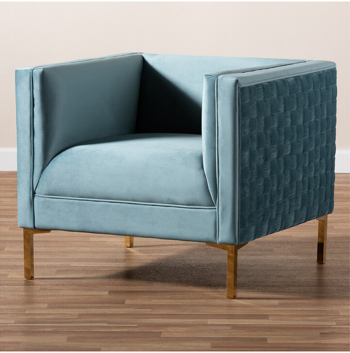 Design Studios Seraphin Glam And Luxe Light Blue Velvet Armchair