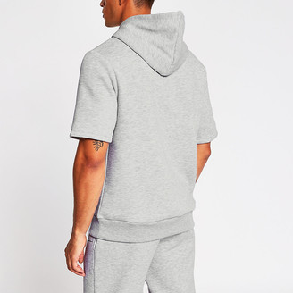 River Island Prolific grey slim fit short sleeve hoodie
