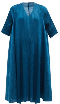 Pleats Please Issey Miyake Technical-pleated Trapeze Dress - Dark Blue