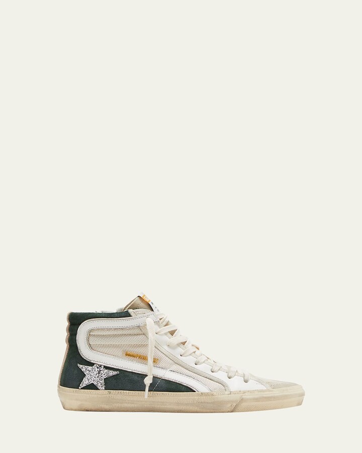 Golden Goose Slide High-Top Glitter Leather Sneakers