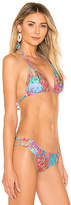 Thumbnail for your product : Luli Fama La Mezquita Reversible Zig Zag Knotted Cut Out Bikini Top In Multicolor