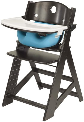 Keekaroo Height Right Highchair with Infant Insert and Tray - Aqua - Espresso Base