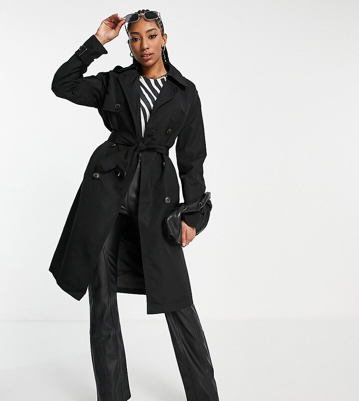 Vero Moda Tall classic trench coat in black - ShopStyle