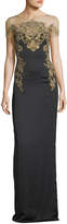 Marchesa Notte Crepe Evening Gown w/ 