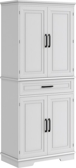 CuisinSmart 72InchTallPantryCabinetFarmhouseKitchenStorageCabinetwithDrawer4AdjustableShelves6DoorShelvesKitchenPantryforDiningRoom