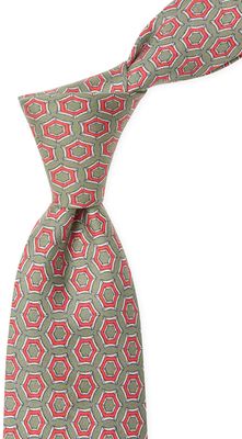Vintage Green Geometric Silk Tie