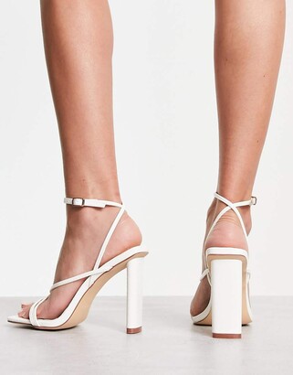 Lost Ink Carlita Nude Shine Block Heel Court Shoes - ShopStyle