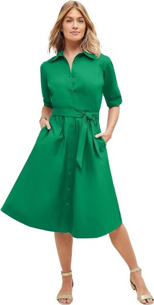 Jessica London JessicaLondonStretchPoplinShirtdress-16WKellyGreen