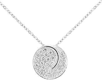 Naava Women's 18ct White Gold Diamond Circle Cluster Design Pendant Necklace of Length 46cm