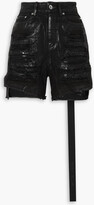 Metallic coated denim shorts 