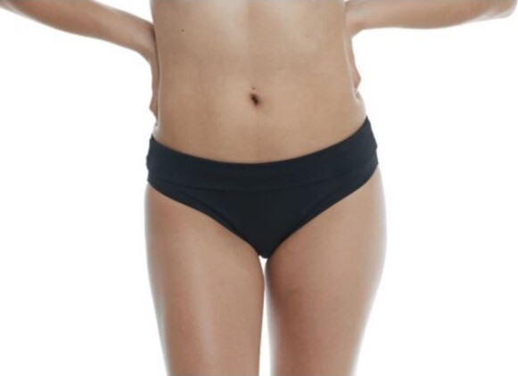 Women's Skye 2022 Mid Waist Fold Over Bottom Swim Bottoms Contemporary Small Black