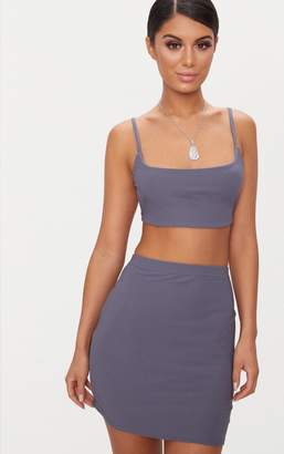 PrettyLittleThing Charcoal Blue Cami Crop Top