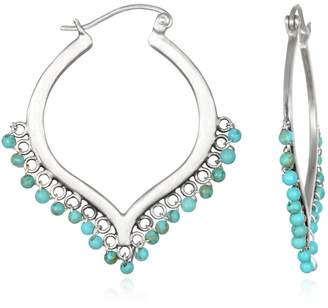Satya Jewelry Women's Turquoise Silver Wrapped Hoop Earrings