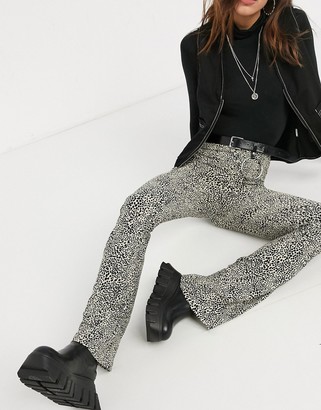 Topshop flare pants in leopard print - ShopStyle