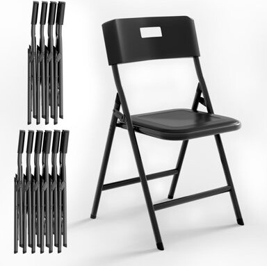 Inbox Zero Folding Chairs 330Lbs Capacity Heavy-Duty Commercial Stackable Plastic Foldable Chairs For Indoor/Outside Office Kitchen Party Patio(Black 10 P