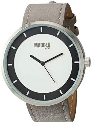 Steve Madden Men's Quartz Stainless Steel and Leather Dress Watch