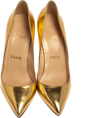 Christian Louboutin Gold Patent Leather Pigalle Pumps Size 38