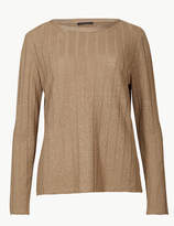 Thumbnail for your product : Marks and Spencer Ribbed Round Neck Open Knit T-Shirt